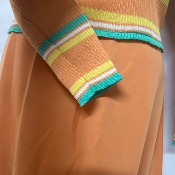Giamo Knits Dress Vintage 1970's Maxi Peach Yellow Caribbean Green WOW! - Picture 7 of 12